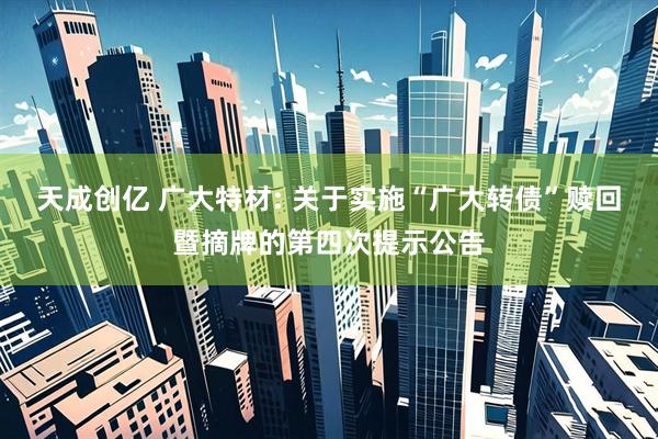 天成创亿 广大特材: 关于实施“广大转债”赎回暨摘牌的第四次提示公告
