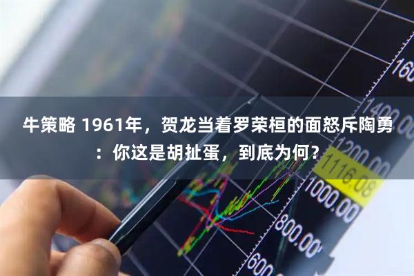 牛策略 1961年,贺龙当着罗荣桓的面怒斥陶勇:你这是胡扯蛋,到底为何?